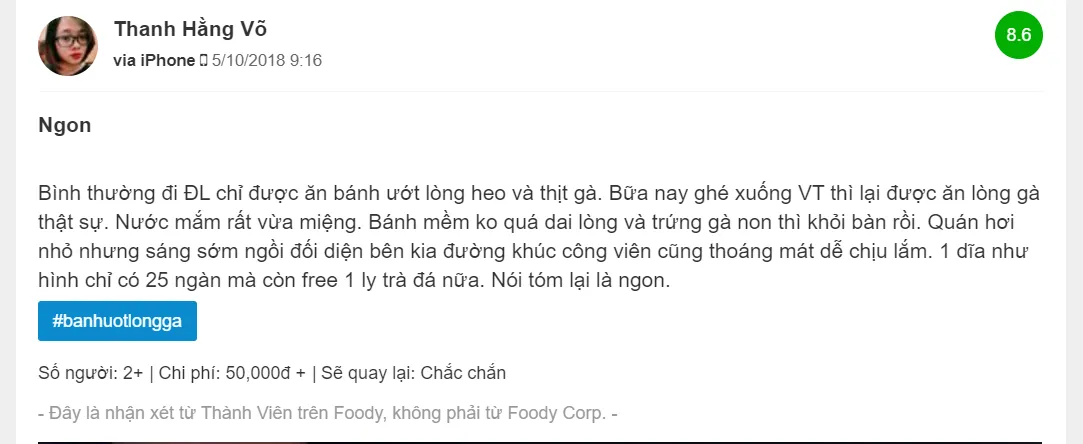 Bánh ướt lòng gà Cô Nhã – Đặc sản thành phố biển Vũng Tàu vạn người mê