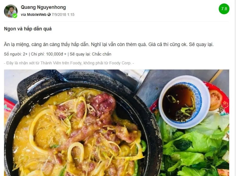 Đậm đà món bò nhúng me Cà Te quán