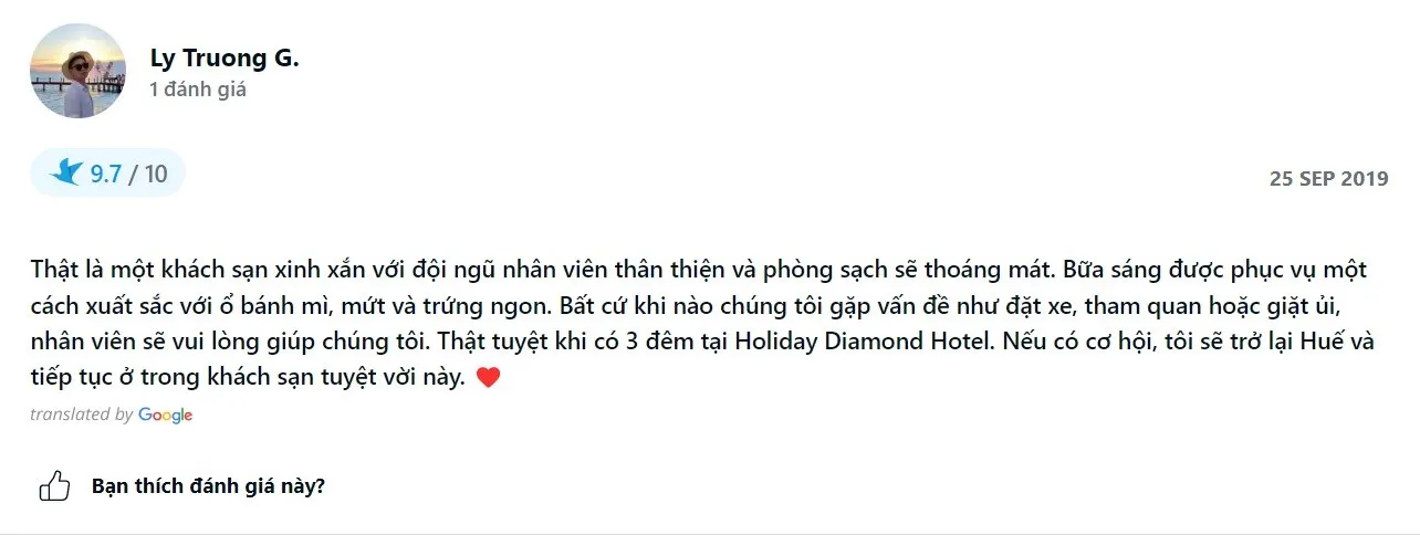 Holiday Diamond Hotel Huế, thiên đường nghỉ dưỡng 3 sao trong lòng phố Huế