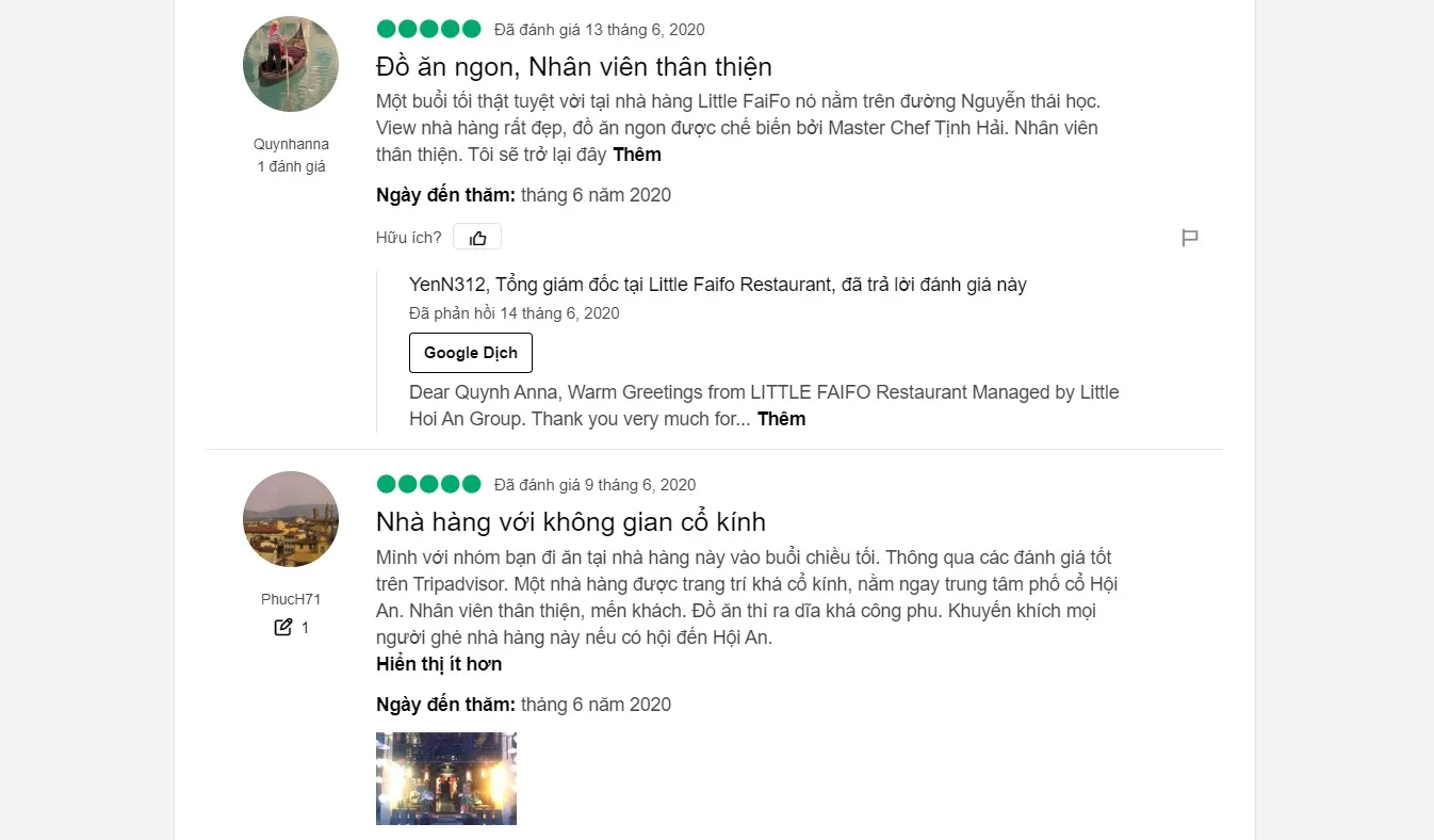 Little Faifo Restaurant Hoi An – Sự ấm cúng và chào đón nồng hậu từ phố cổ