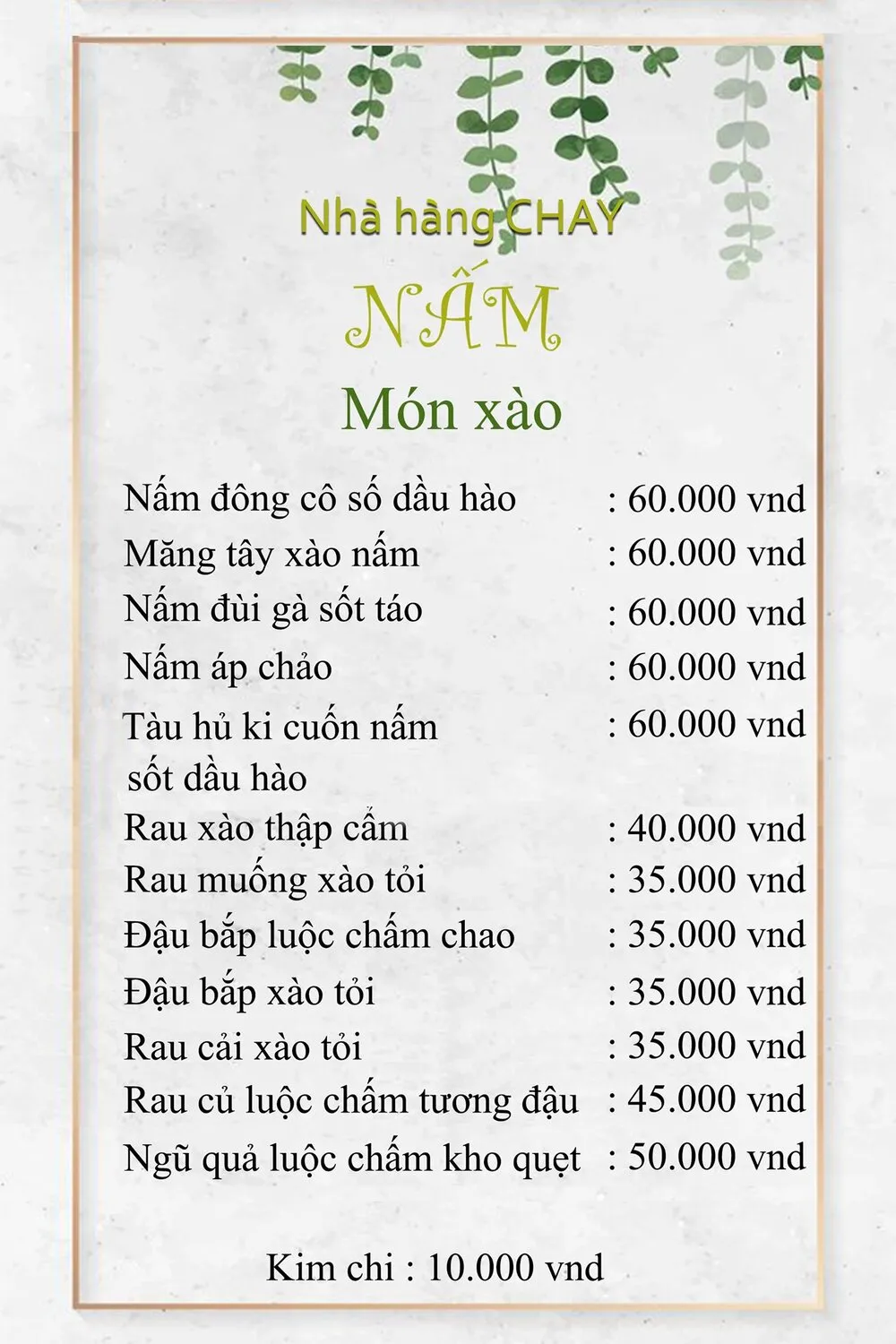 Nấm Restaurant, tinh hoa ẩm thực chay giữa lòng phố núi Pleiku