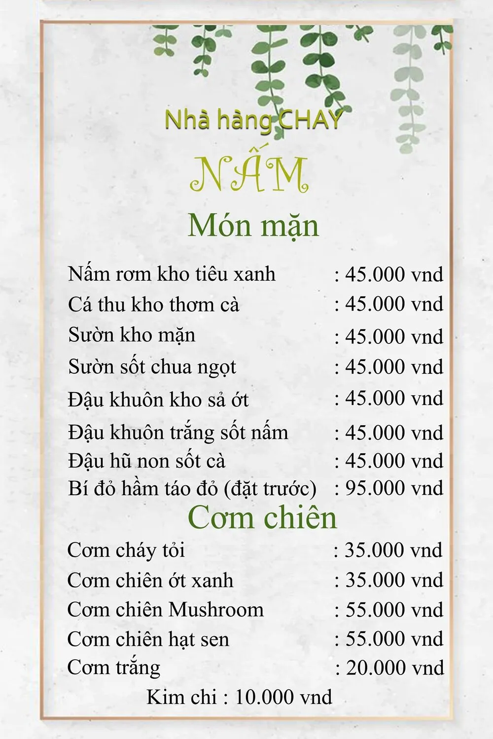 Nấm Restaurant, tinh hoa ẩm thực chay giữa lòng phố núi Pleiku