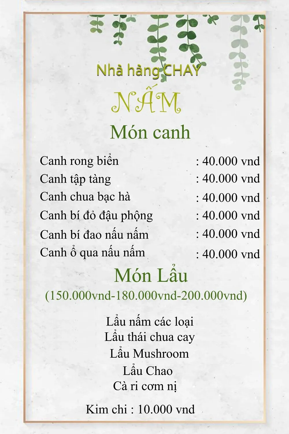 Nấm Restaurant, tinh hoa ẩm thực chay giữa lòng phố núi Pleiku