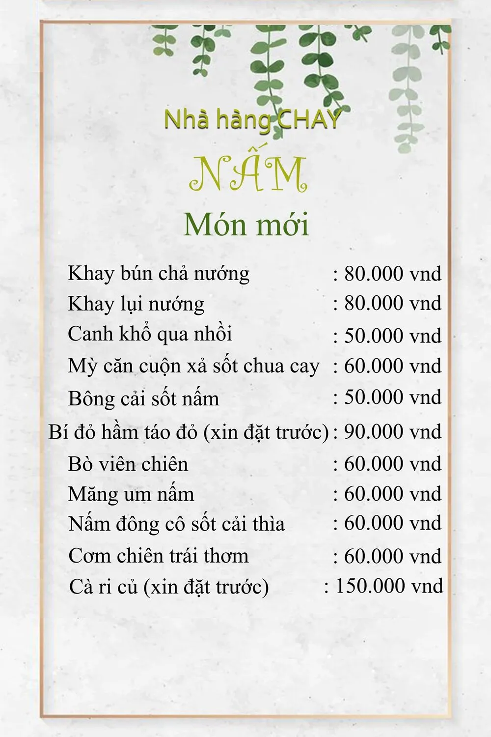 Nấm Restaurant, tinh hoa ẩm thực chay giữa lòng phố núi Pleiku