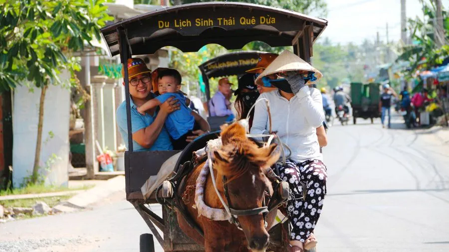 Ngồi xe ngựa khám phá Bến Tre, sao lại không tín đồ du lịch ơi