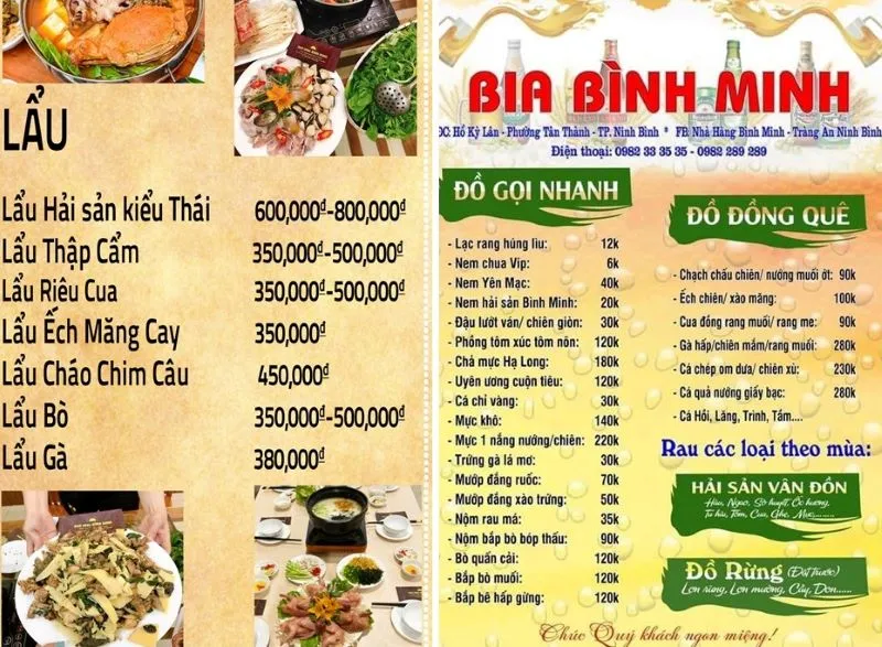 Nhà hàng Bình Minh Ninh Bình – Địa điểm lý tưởng thưởng thức hải sản