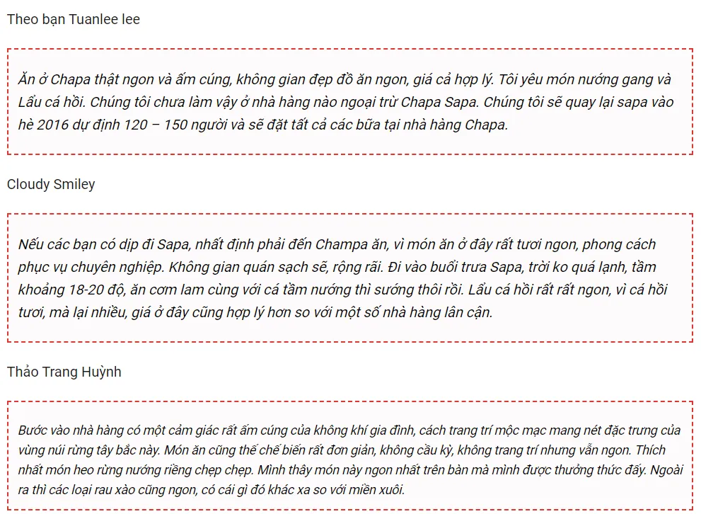 Nhà hàng Chapa Sapa – Thưởng thức món ăn đậm đà bản sắc dân tộc vùng cao