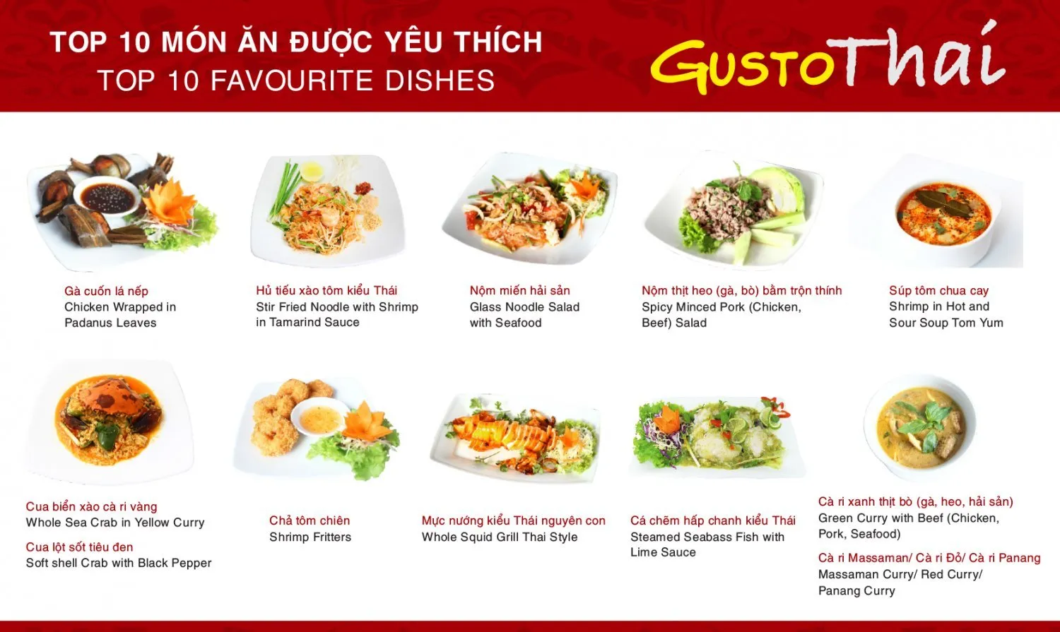 Nhà Hàng Gusto Thái – Địa điểm trải nghiệm ẩm thực Thái Lan đặc sắc