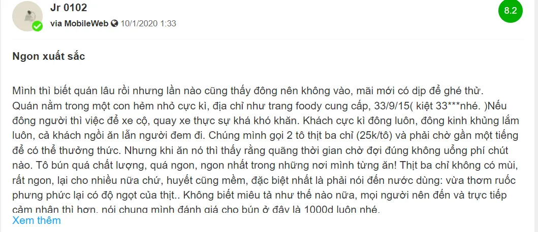 Quán bún bò Huế chỉ bán vào ban đêm rất đặc sắc