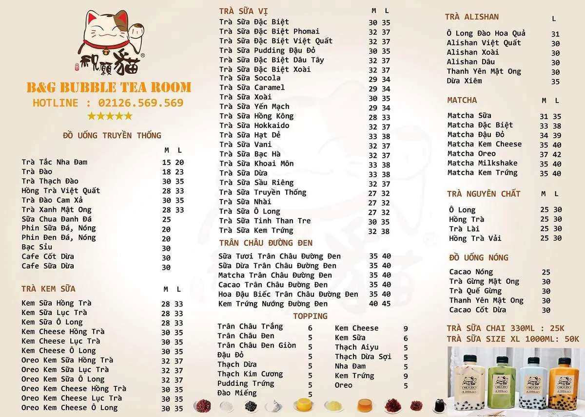 Say mê với hương trà ngon khó cưỡng của B&G Bubble Tea Room