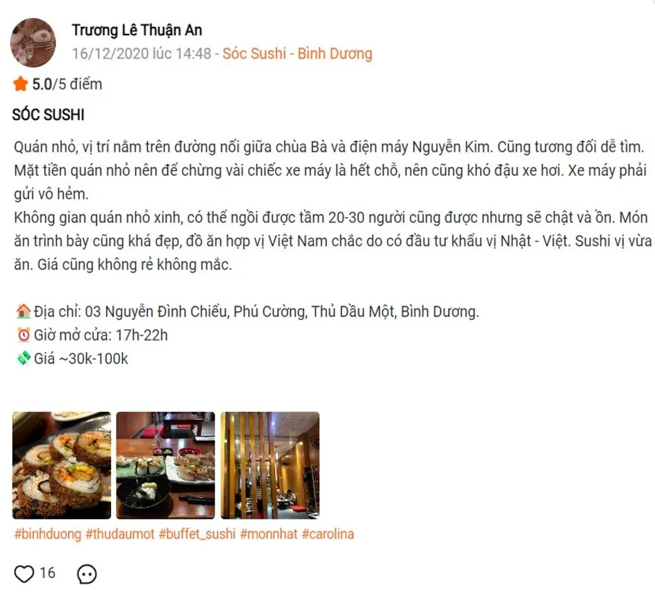 Sóc Sushi, một trong những quán ngon Bình Dương thuộc phong cách Nhật Bản