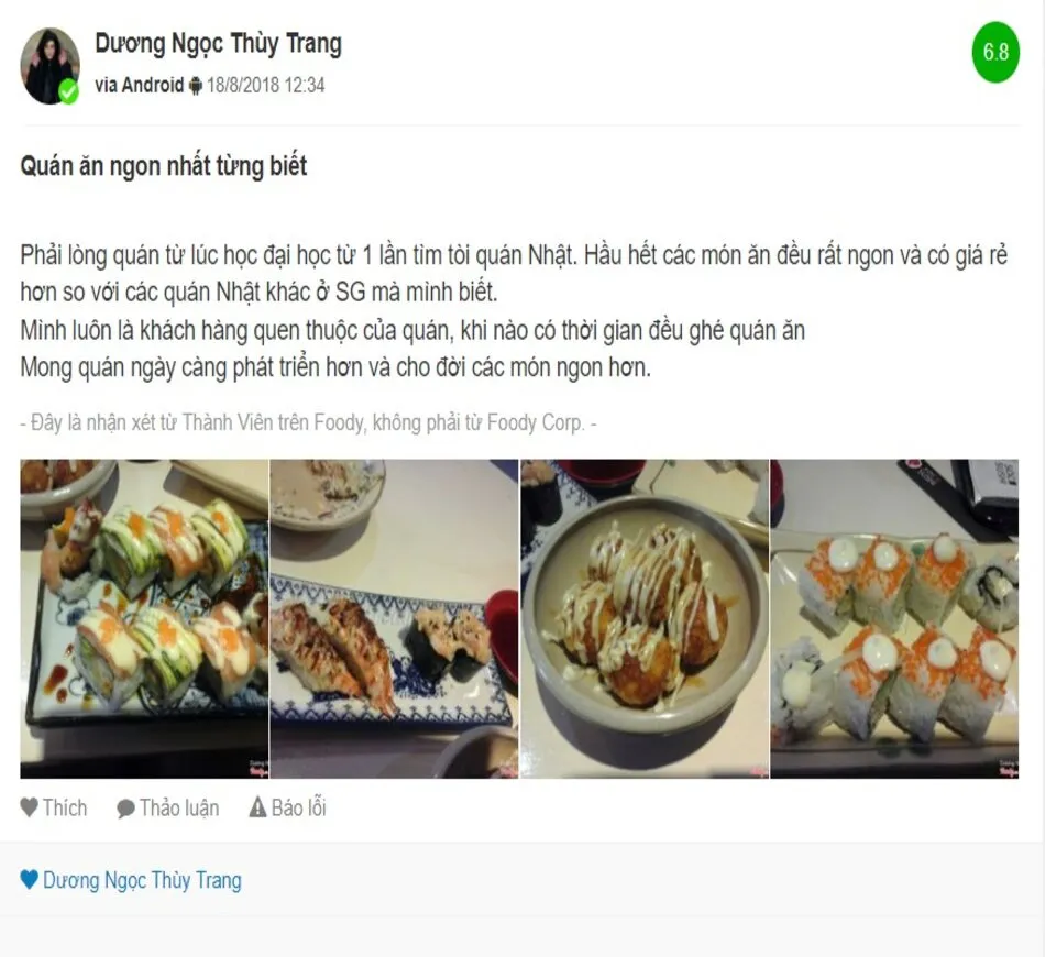 Sóc Sushi, một trong những quán ngon Bình Dương thuộc phong cách Nhật Bản