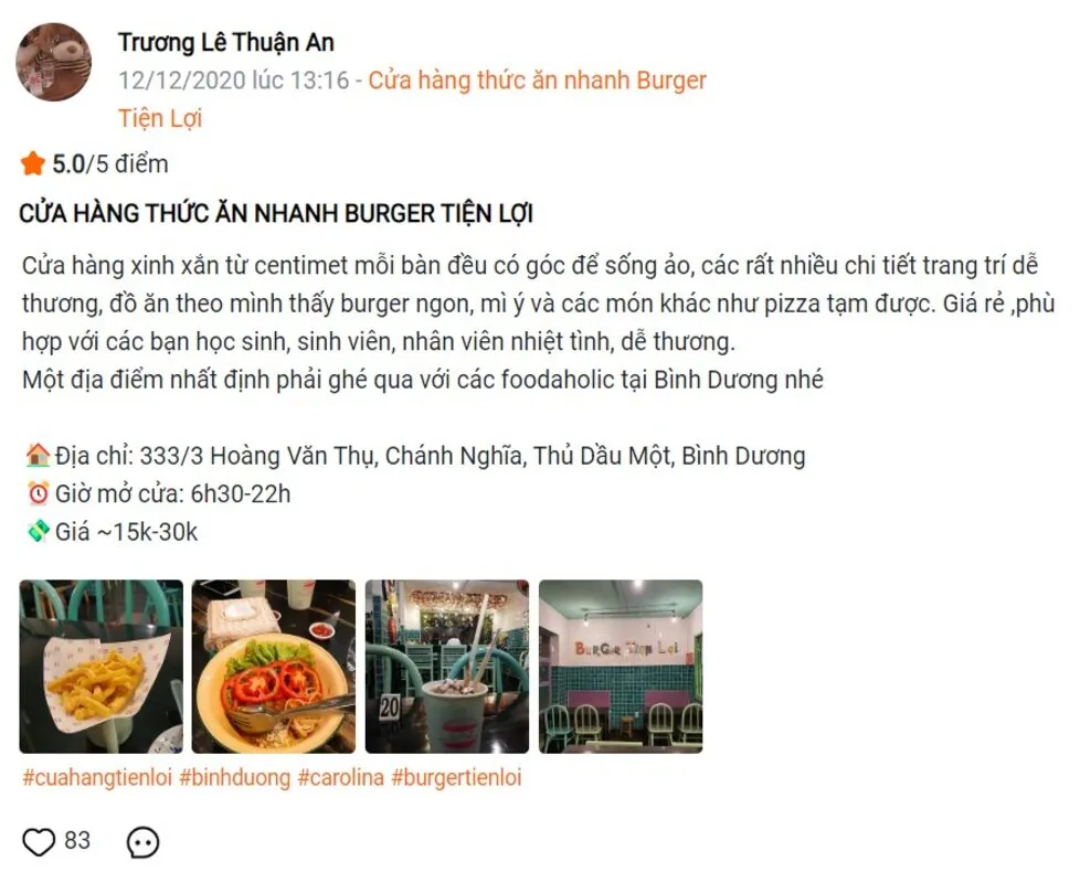 Thưởng thức Burger Tiện Lợi Bình Dương, hương vị hấp dẫn đến từ phương Tây