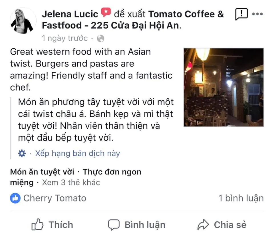 Tomato Italian Restaurant Hoi An – Thưởng thức hương vị Ý ở phố cổ