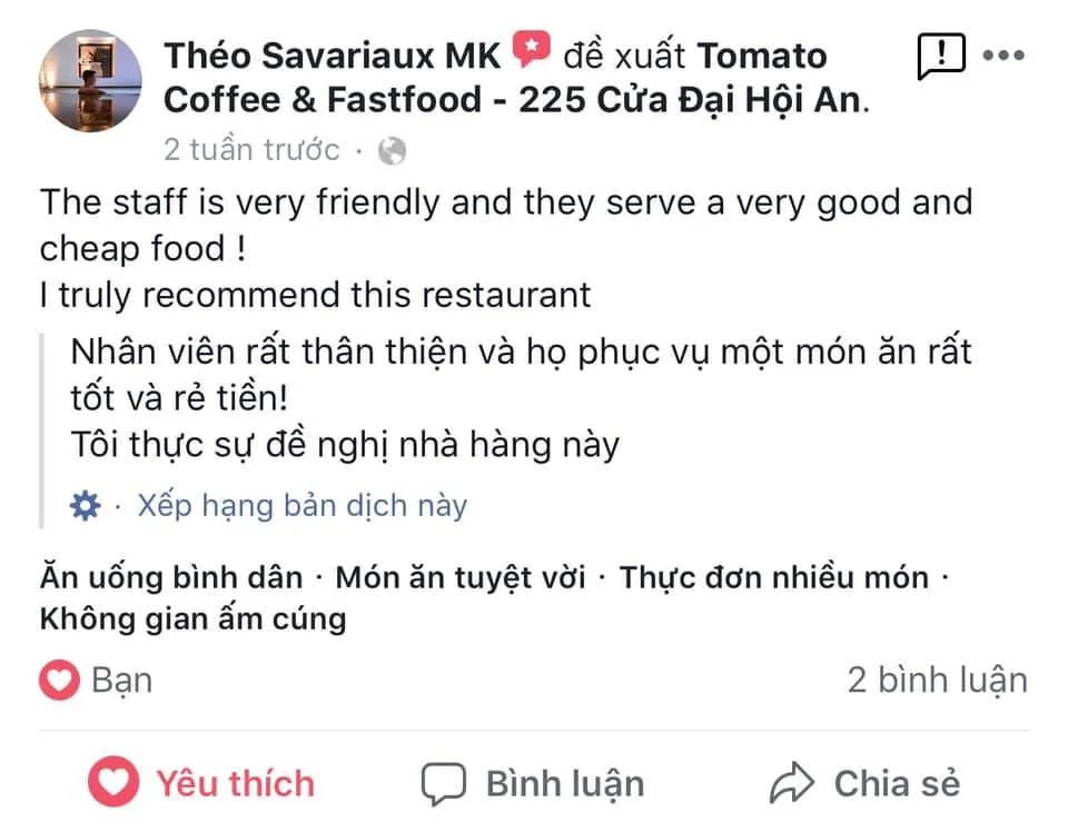 Tomato Italian Restaurant Hoi An – Thưởng thức hương vị Ý ở phố cổ